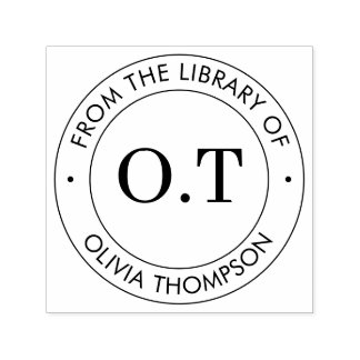 Carimbo Auto Entintado Monograma Moderno da Biblioteca de