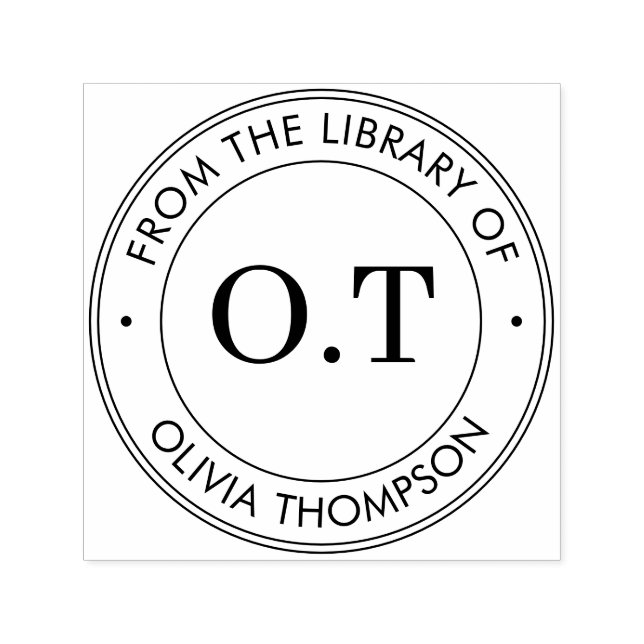 Carimbo Auto Entintado Monograma Moderno da Biblioteca de (Design)