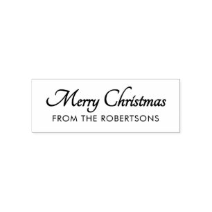 Carimbo Auto Entintado Monograma Personalizado de Script Feliz de Natal
