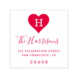 Carimbo Auto Entintado Monograma Personalizado, Nome da Família e Endereç