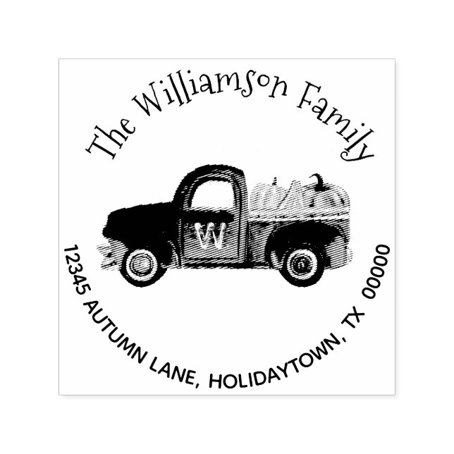 Carimbo Auto Entintado Monograma Queda Bompkin Russo Caminhão Endereço de (Design)