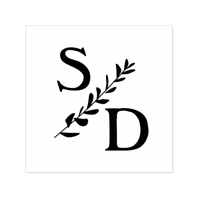 Carimbo Auto Entintado Monograma simples de casamento com iniciais (Design)