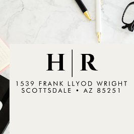 Carimbo Auto Entintado Monograma Simples Endereço de Retorno Personalizad