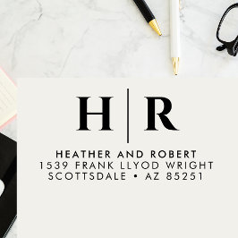 Carimbo Auto Entintado Monograma Simples Endereço de Retorno Personalizad