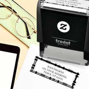 Carimbo Auto Entintado Monograma Simples Xadrez do Nome do Endereço de Re