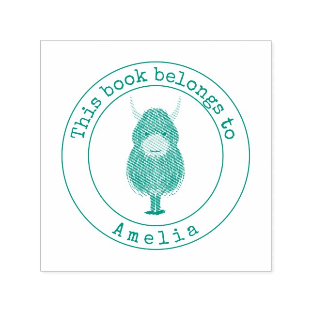 Carimbo Auto Entintado Monograma Vaca Highland Este Livreto (Design)