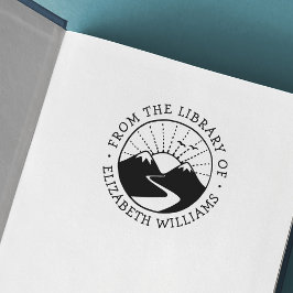 Carimbo Auto Entintado Montanha nascente da biblioteca de livros com nome