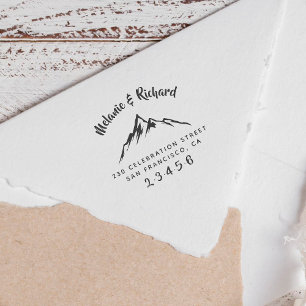 Carimbo Auto Entintado Montanha   Nomes de Casamento Personalizados & End