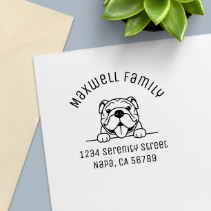 Carimbo Auto Entintado Morada da Família Bulldog Pet Arch