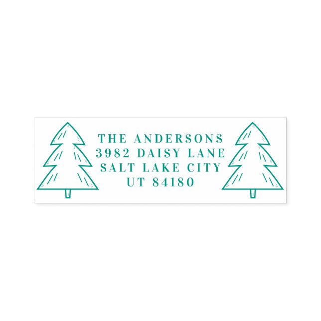 Carimbo Auto Entintado Morada de devolução de Natal Verde da Árvore Moder (Design)