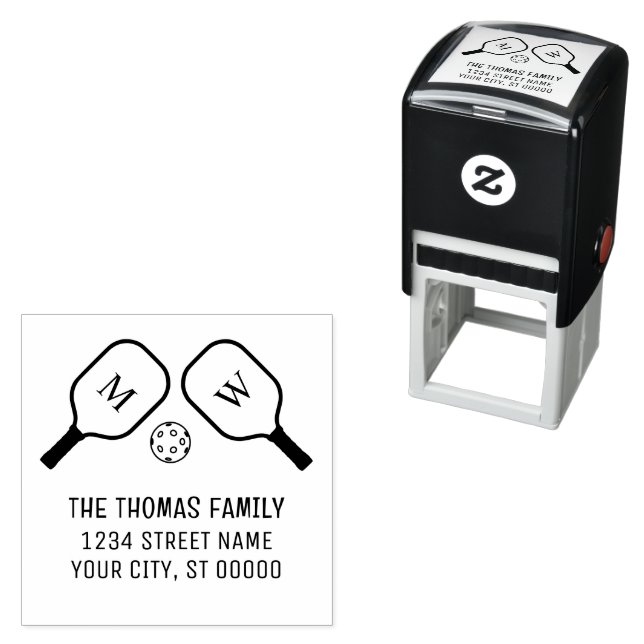 Carimbo Auto Entintado Morada de Esportes de Pickleball e Nome da Bola (In Situ)