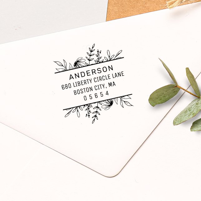 Carimbo Auto Entintado Morada de Regresso Greenery desenhada à mão (Criador carregado)