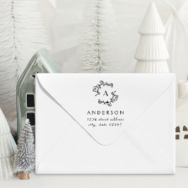 Carimbo Auto Entintado Morada do Monograma da Família Wreath Natal