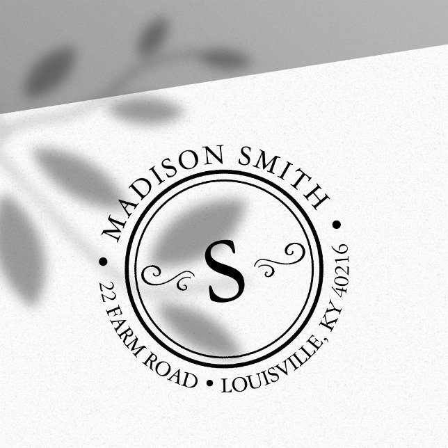 Carimbo Auto Entintado Morada do Monograma do Círculo Quítico Desorativo (Criador carregado)