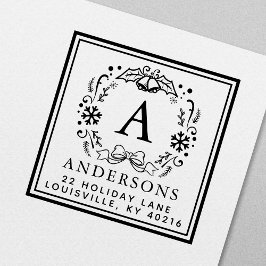 Carimbo Auto Entintado Morada Natal Monograma Feriado de inverno