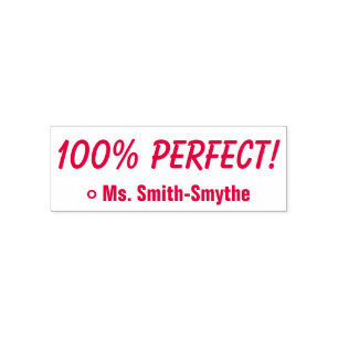 Carimbo Auto Entintado Motivando "100% PERFECT!" + Nome do Tutor Personal