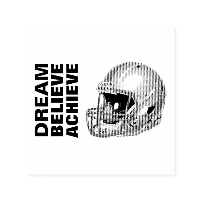 Carimbo Auto Entintado Motivational Dream Believe Achieve Football (Design)