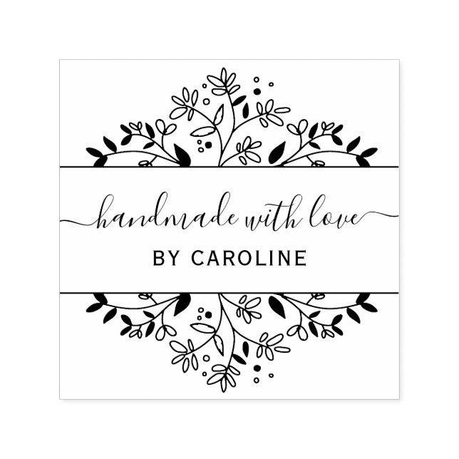 Carimbo Auto Entintado na moda botânico feito à mão (Design)