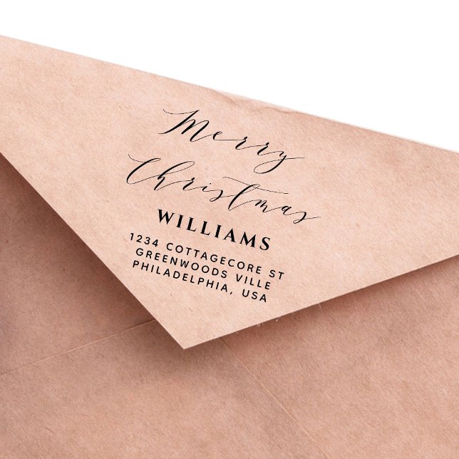 Carimbo Auto Entintado Na moda Script Calliografia Feliz Família de Natal (Criador carregado)