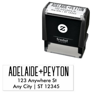 Carimbo Auto Entintado Na moda Trendy Casal   Script Wedding Address