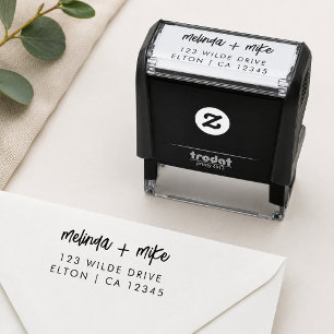 Carimbo Auto Entintado Na moda Trendy Casal Script Wedding Address