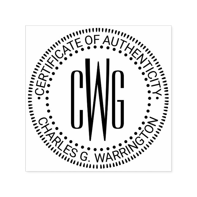 Carimbo Auto Entintado Name, 3 Initial #4 Certificate of Authenticity  (Design)