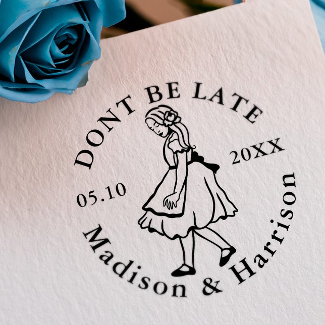 Carimbo Auto Entintado Não se atrase Alice no País das Maravilhas. (Don't Be Late Alice In Wonderland Save Our Date Self-inking Stamp)