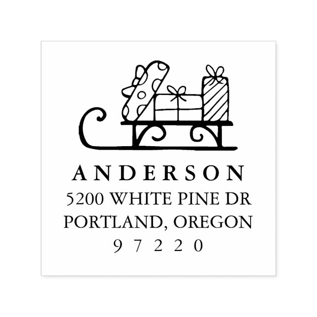 Carimbo Auto Entintado Natal com endereço de devolução de presentes (Design)