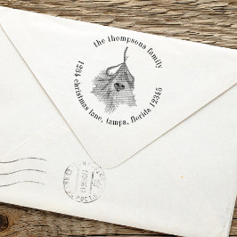 Carimbo Auto Entintado Natal Holly Greenery Endereço de Devolução