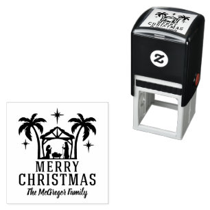 Carimbo Auto Entintado Natal Natividade Feliz Natal Nome da Família