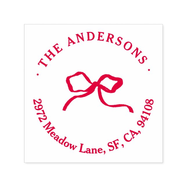 Carimbo Auto Entintado Natal tradicional e elegante do arco vermelho (Design)