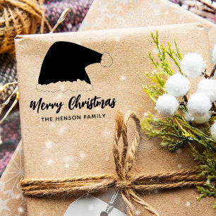 Carimbo Auto Entintado Noel Clause Hat Felry Christmas Script Family