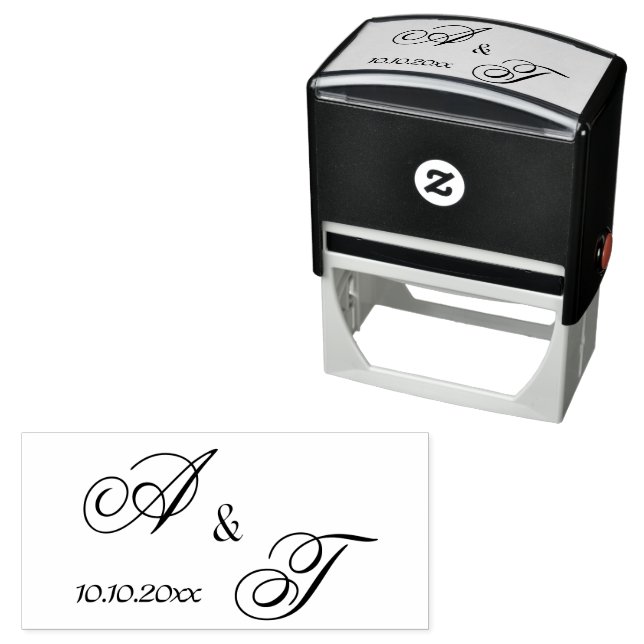 Carimbo Auto Entintado Noiva Elegante e Monograma de Noite com Casamento  (In Situ)