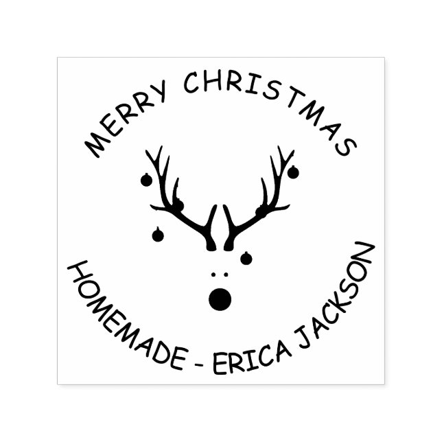 Carimbo Auto Entintado Nome caseiro de renas de Natal (Design)