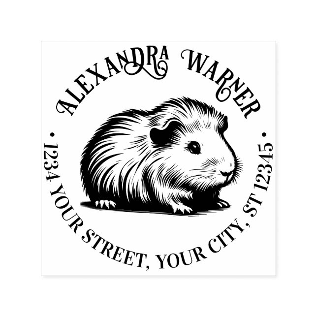 Carimbo Auto Entintado Nome Cavy Cachorro Cachorro Nome Retorno Endereço (Design)