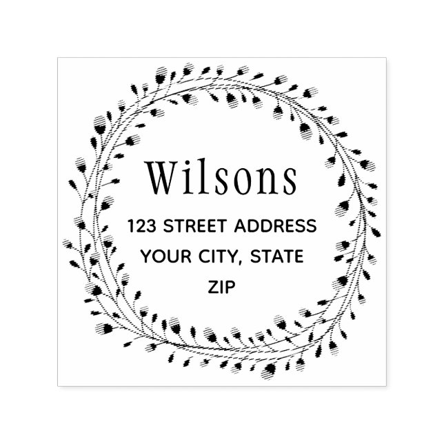 Carimbo Auto Entintado Nome clássico da família Laurel Wreath (Design)