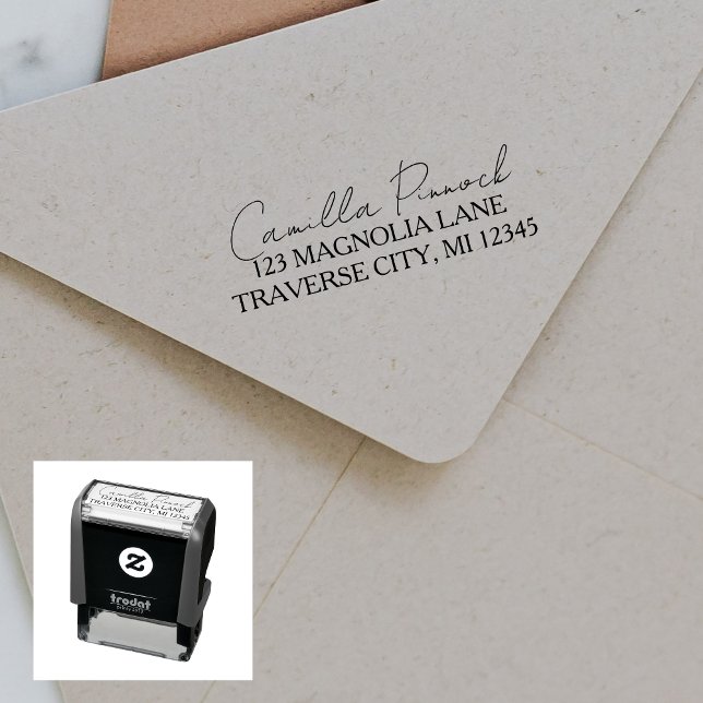 Carimbo Auto Entintado Nome Completo Endereço de Devolução Elegante (Criador carregado)