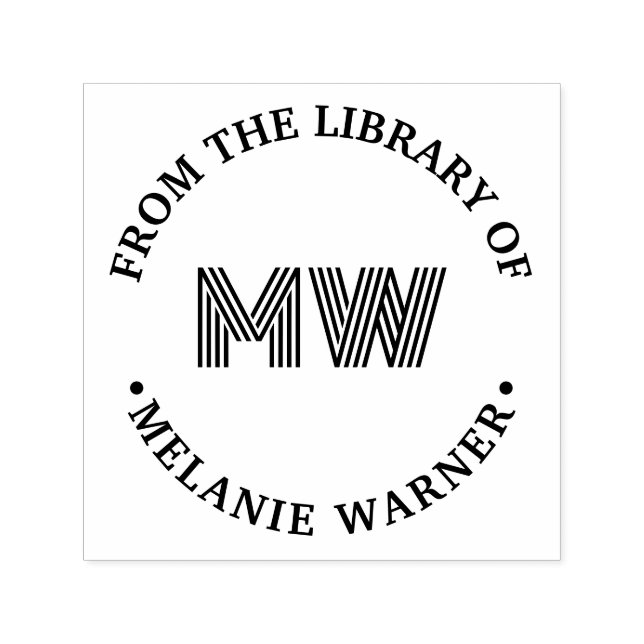 Carimbo Auto Entintado Nome da Biblioteca Inicial da Biblioteca Gráfica N (Design)