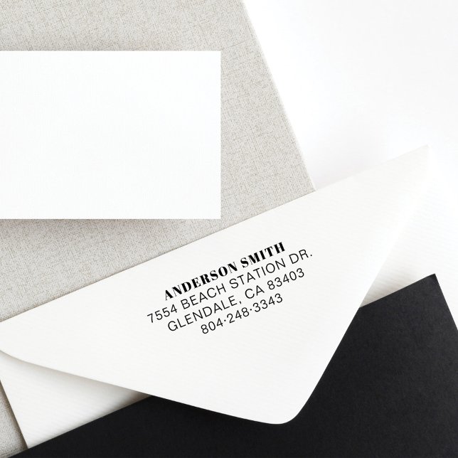 Carimbo Auto Entintado Nome da empresa e endereço de devolução comercial (Modern Return Address Rubber Stamp)