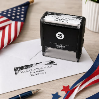 Carimbo Auto Entintado Nome da Empresa PATRIÓTICO EUA Bandeira Americana