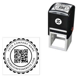 Carimbo Auto Entintado Nome da empresa redonda e código QR personalizado