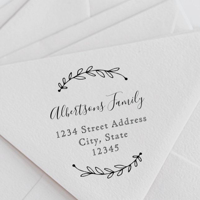 Carimbo Auto Entintado Nome da Família Botânica Wreath Calliographic Ende (Criador carregado)