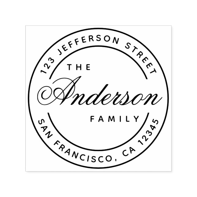 Carimbo Auto Entintado Nome da Família Caligrafia Roteiro Elegante Endere (Design)