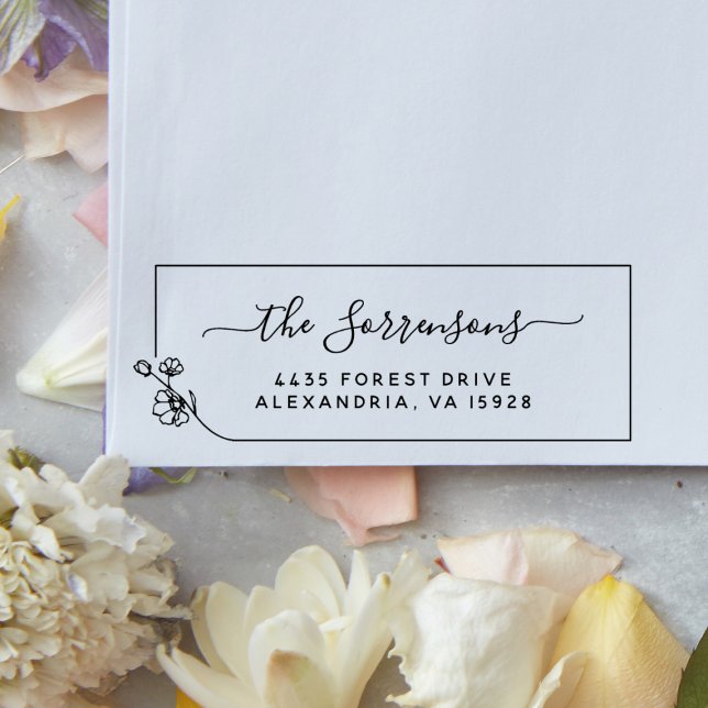 Carimbo Auto Entintado Nome da Família Calliografia Endereço de Devolução (Rubber Stamp Mock-up)