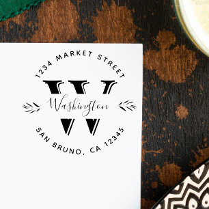 Carimbo Auto Entintado Nome da Família de Branch Verde Endereço de Devolu