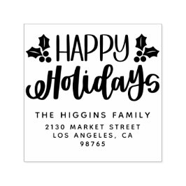 Carimbo Auto Entintado Nome da família de feriados felizes Endereço de de