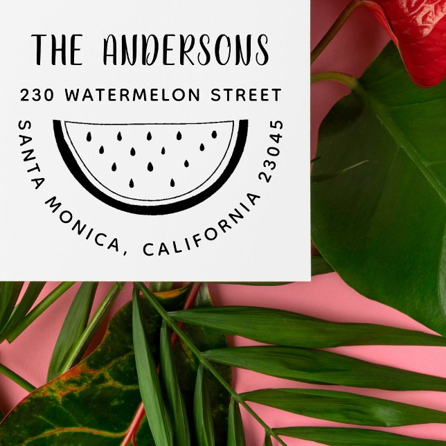 Carimbo Auto Entintado Nome da Família de Melancia Moderna Endereço de Re (Criador carregado)