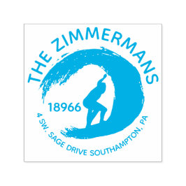 Carimbo Auto Entintado Nome da Família de Ondas de Surf Circular Personal