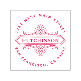 Carimbo Auto Entintado Nome da Família de Ornamentados desenhado à mão En