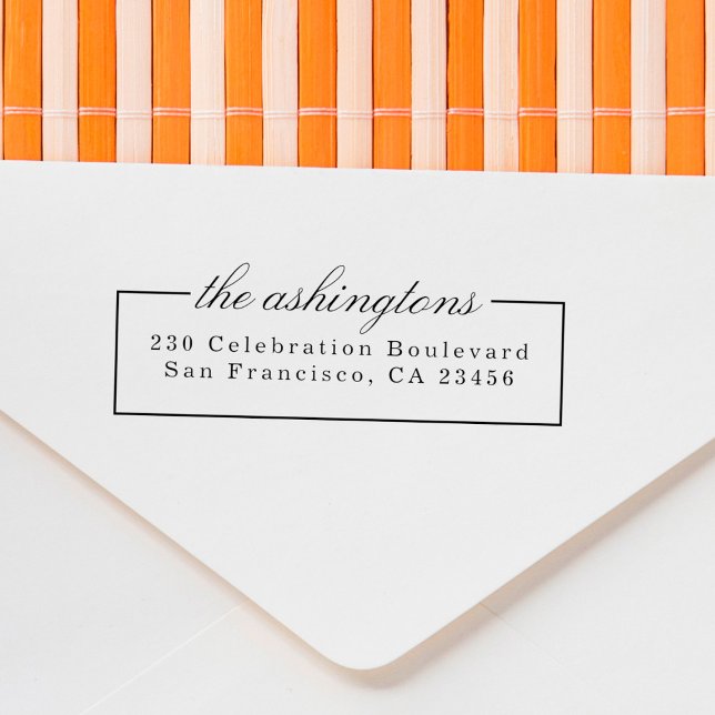 Carimbo Auto Entintado Nome da família de script Elegante Endereço de dev (Criador carregado)